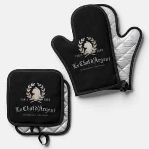 Le Chat d'Argent Executive Chef Oven Mitts Frenc Mitt & Pot Holder Set