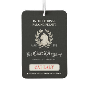 Le Chat d'Argent Official CAT LADY Parking Permit  Car Air Freshener