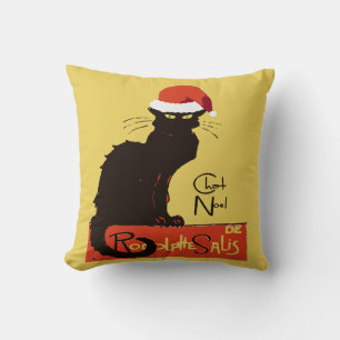 Le Chat Noel Christmas Parody Distressed Cut Out Cushion