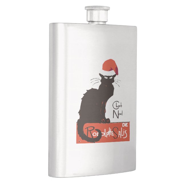 Le Chat Noel Christmas Parody Distressed Cut Out Hip Flask (Right)