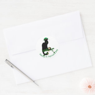 Le Chat Noir Clover St. Patrick's Day Classic Round Sticker
