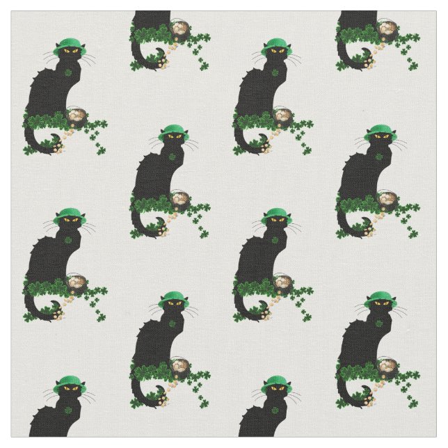 Le Chat Noir Clover St. Patrick's Day Fabric (Close Up)