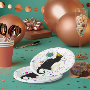 Le Chat Noir Confetti New Years Paper Plate
