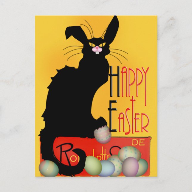 Le Chat Noir Easter Bunny Ears Holiday Postcard (Front)