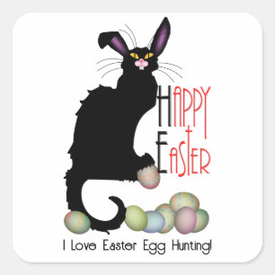 Le Chat Noir Easter Bunny Ears Square Sticker