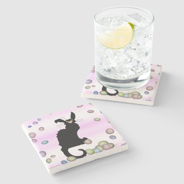 Le Chat Noir Easter Bunny Ears Stone Coaster (Side)