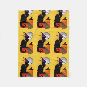 Le Chat Noir Halloween Witch Fleece Blanket