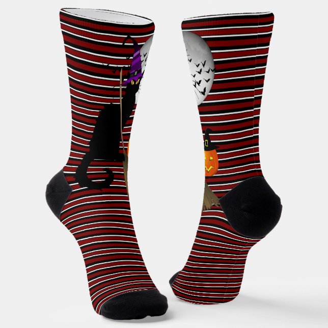 Le Chat Noir Halloween Witch Socks (Angled)