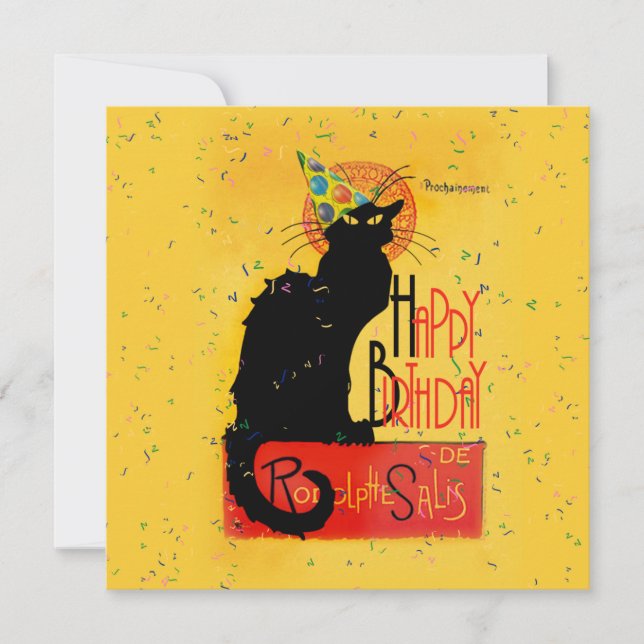 Le Chat Noir Happy Birthday Invitation (Front)