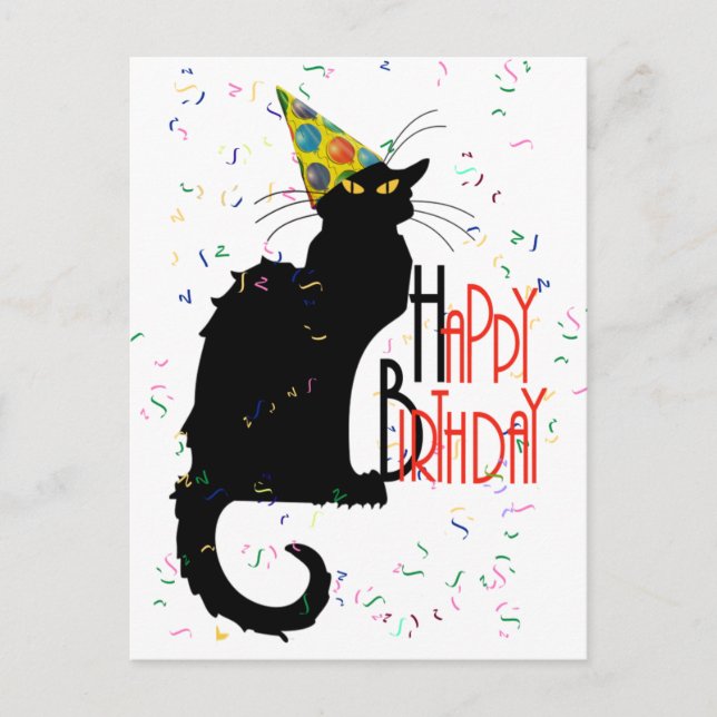 Le Chat Noir Happy Birthday Postcard (Front)