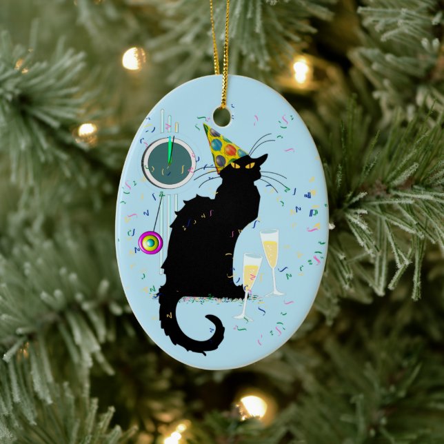 Le Chat Noir Happy New Year Party Ceramic Tree Decoration (Tree)