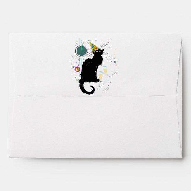 Le Chat Noir Happy New Year Party Envelopes (Back (Top Flap))
