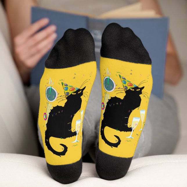 Le Chat Noir Happy New Year Party Socks (Bottom)