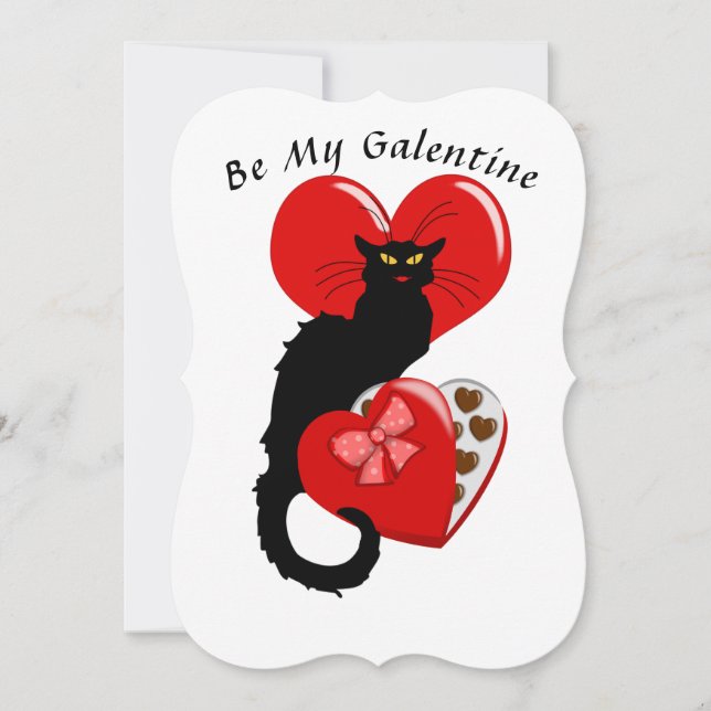 Le Chat Noir Heart Candy Valentine's Day  Invitation (Front)