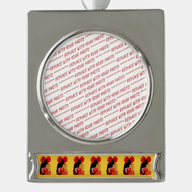 Le Chat Noir Heart Candy Valentine's Day  Silver Plated Banner Ornament (Front)