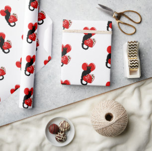 Le Chat Noir Heart Candy Valentine's Day  Wrapping Paper