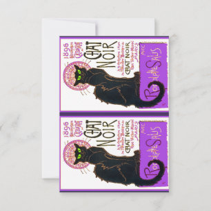 Le Chat Noir in Purple, Cat Art, Art Parody, Thank You Card