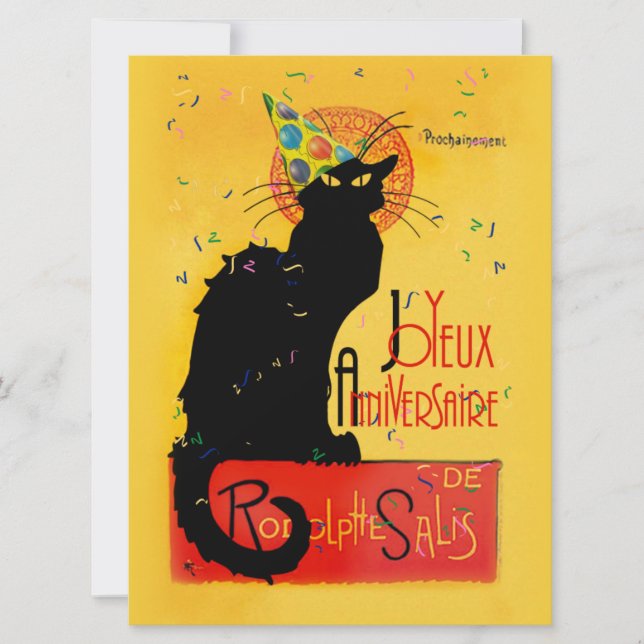 Le Chat Noir - Joyeux Anniversaire Invitation (Front)