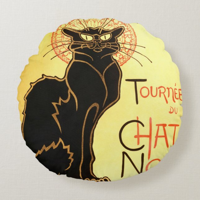 Le chat noir,Original billboard Round Cushion (Front)