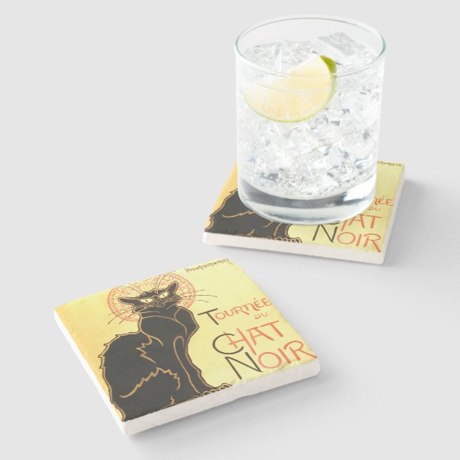 Le chat noir,Original billboard  Stone Coaster (Side)