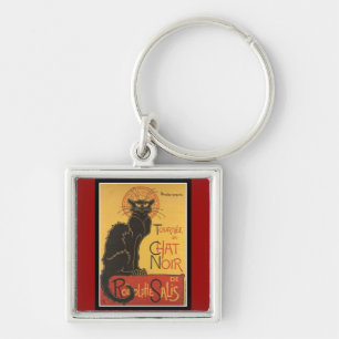 LE CHAT NOIR PRINT (French for "The Black Cat") Key Ring