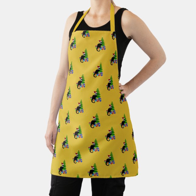 Le Chat Noir Santa Hat Christmas Apron (Insitu)