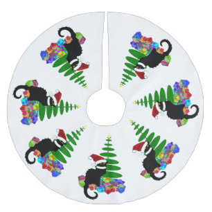 Le Chat Noir Santa Hat Christmas Brushed Polyester Tree Skirt