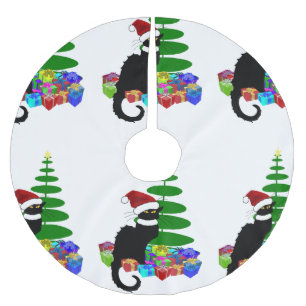 Le Chat Noir Santa Hat Christmas Brushed Polyester Tree Skirt