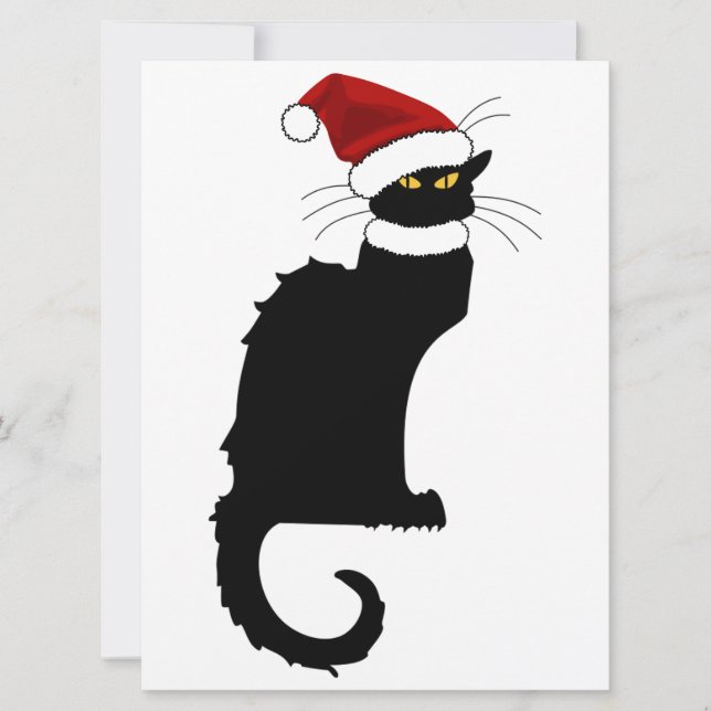 Le Chat Noir Santa Hat Christmas Invitation (Front)