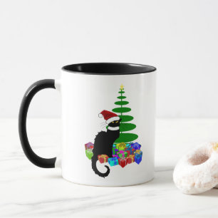 Le Chat Noir Santa Hat Christmas Mug