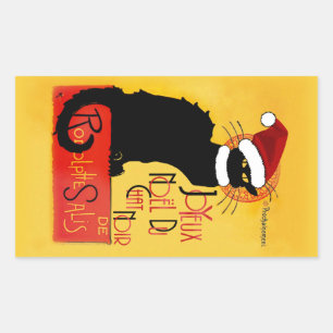 Le Chat Noir Santa Hat Christmas Rectangular Sticker