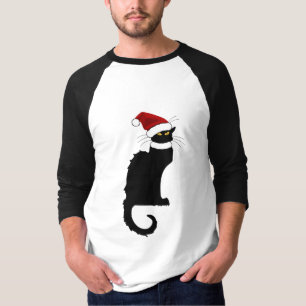 Le Chat Noir Santa Hat Christmas T-Shirt