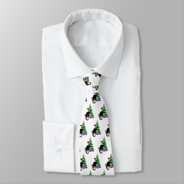 Le Chat Noir Santa Hat Christmas Tie (Tied)