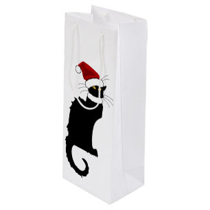 Le Chat Noir Santa Hat Christmas Wine Gift Bag