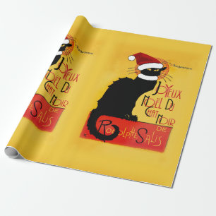 Le Chat Noir Santa Hat Christmas Wrapping Paper