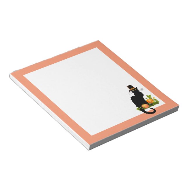 Le Chat Noir Thanksgiving and Pilgrim Turkey Notepad (Angled)