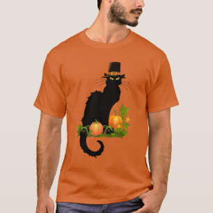 Le Chat Noir Thanksgiving and Pilgrim Turkey T-Shirt