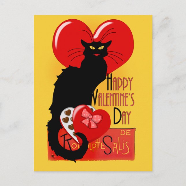 Le Chat Noir Valentine's Day Holiday Postcard (Front)