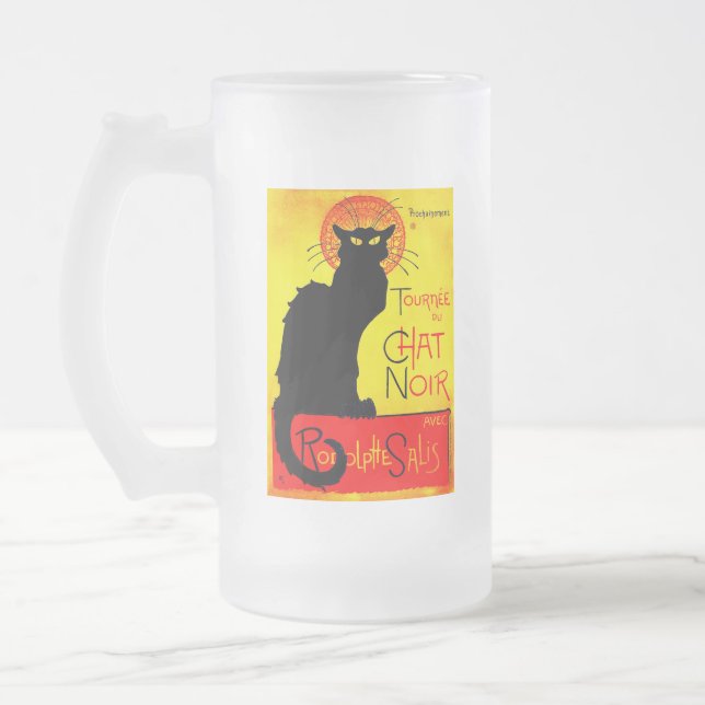 Le Chat Noir Vintage Frosted Glass Beer Mug (Left)
