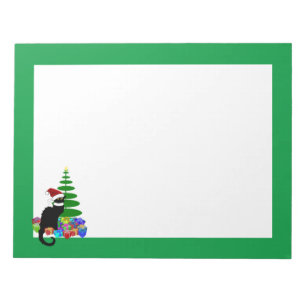 Le Chat Noir With Christmas Tree and Gifts Notepad