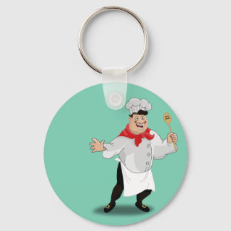 Le chef french cartoon kitchen cook art moustache key ring