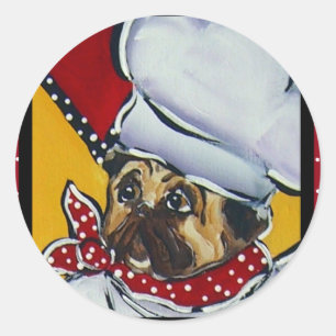 Le Chef Pug Classic Round Sticker