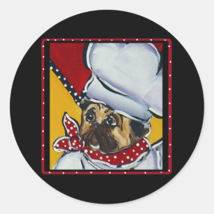 Le Chef Pug Classic Round Sticker