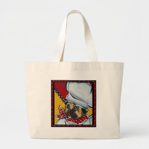 Le Chef Pug Large Tote Bag