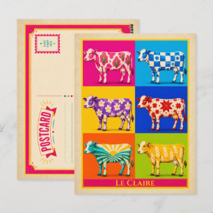 Le Claire Postcard Iowa Cow Vintage Pop Art