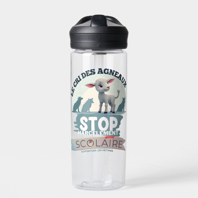 Le Cri des Agneaux : stop harcèlement scolaire Water Bottle (Front)
