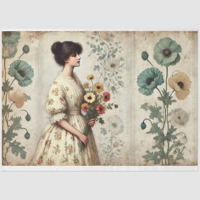 Le Femme Old World Floral Victorian Decoupage Tissue Paper (Front)
