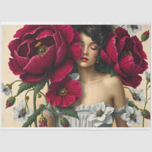 Le Femme Victorian Beauty Romance Poppy Decoupage  Tissue Paper