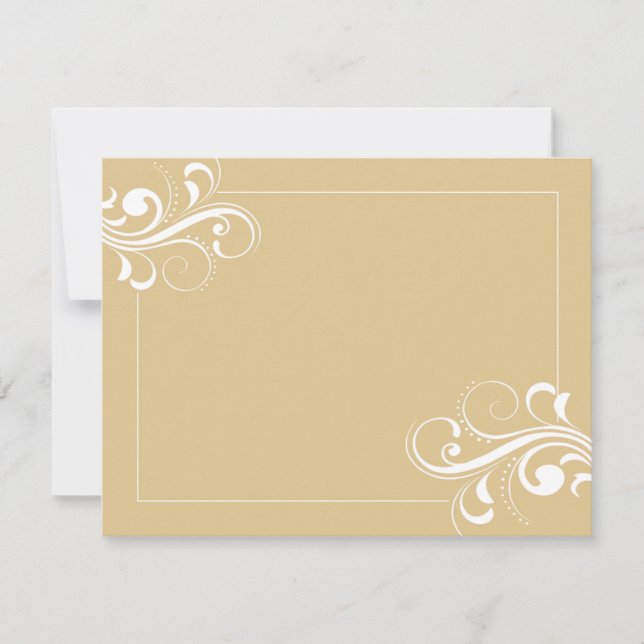 Le Fleur (white/beige) 4.25x5.5 Flat Note Car Note Card (Front)
