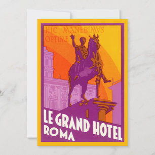 Le Grand Hotel Roma Statue, Italy, Vintage Travel